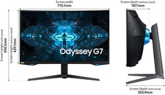 SAMSUNG 32” Odyssey G7 Series WQHD (2560x1440) Curved Gaming Monitor, 240Hz, 1ms, HDMI, G-Sync, FreeSync Premium Pro, LC32G75TQSNXZA