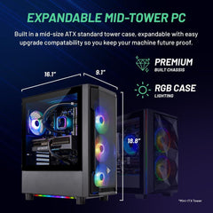 LITE Gaming PC Desktop – Intel Core i7 13700F 2.1 GHz, NVIDIA RTX 4060, 1TB NVME SSD, 16GB DDR4 RAM 3200, 600W Gold PSU, 360mm AIO, 11AC Wi-Fi, Windows 11 Home 64-bit,Black