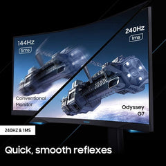 SAMSUNG 32” Odyssey G7 Series WQHD (2560x1440) Curved Gaming Monitor, 240Hz, 1ms, HDMI, G-Sync, FreeSync Premium Pro, LC32G75TQSNXZA