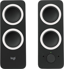 Logitech Z200 PC Speakers, Stereo Sound, 10 Watts Peak Power, 2 x 3.5mm Inputs, Headphone Jack, Adjustable Bass, Volume Controls, PC/TV/Smartphone/Tablet - Black