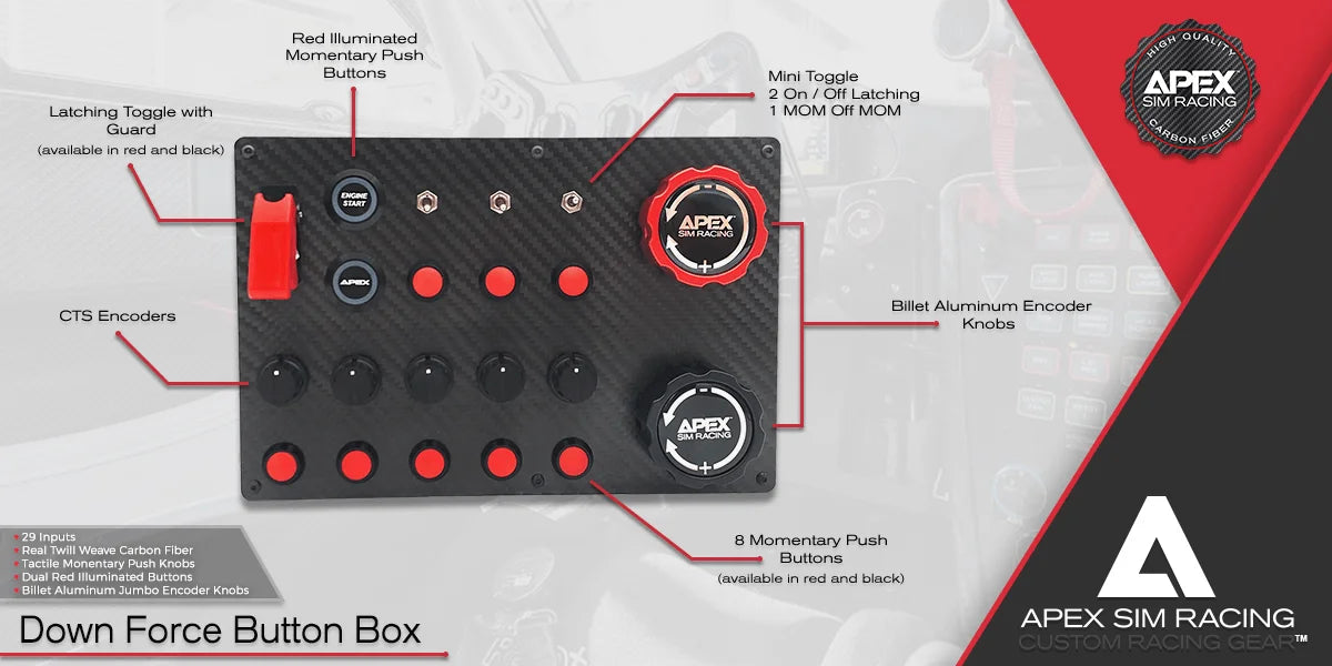 Downforce Sim Racing Button Box Apex Sim Racing