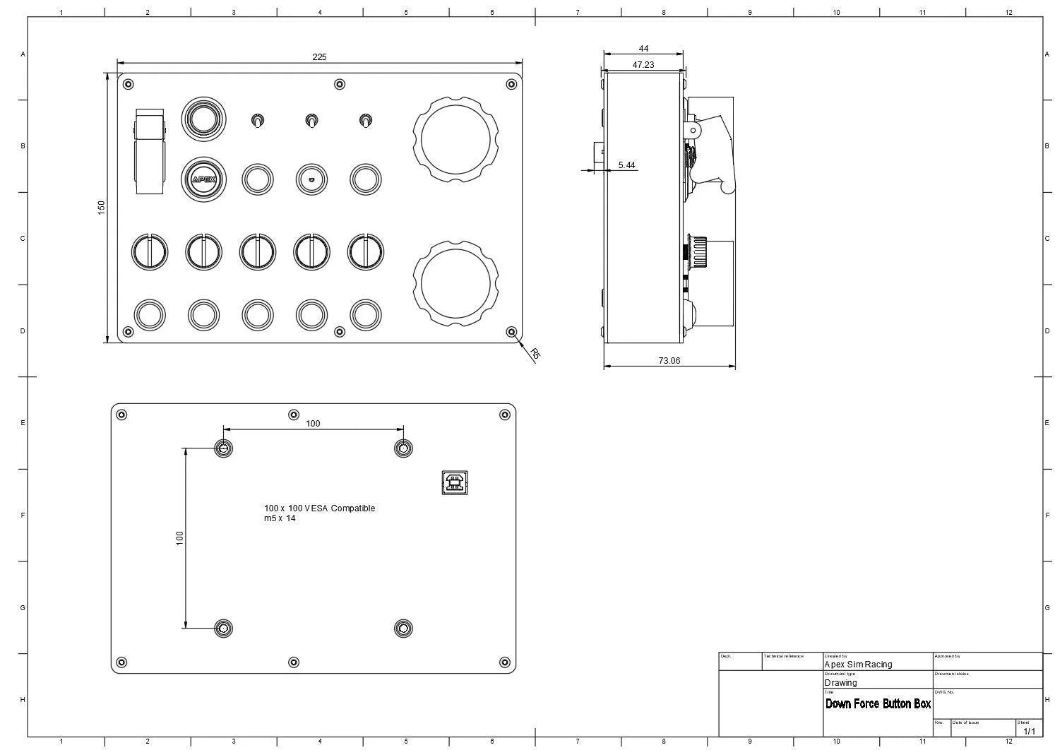 Downforce Sim Racing Button Box Apex Sim Racing