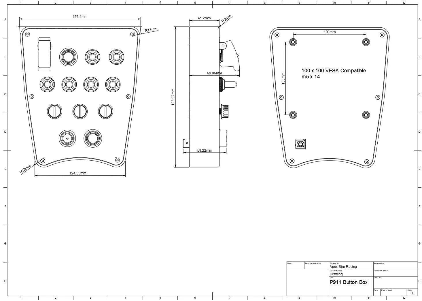 P911 Sim Racing Button Box Apex Sim Racing