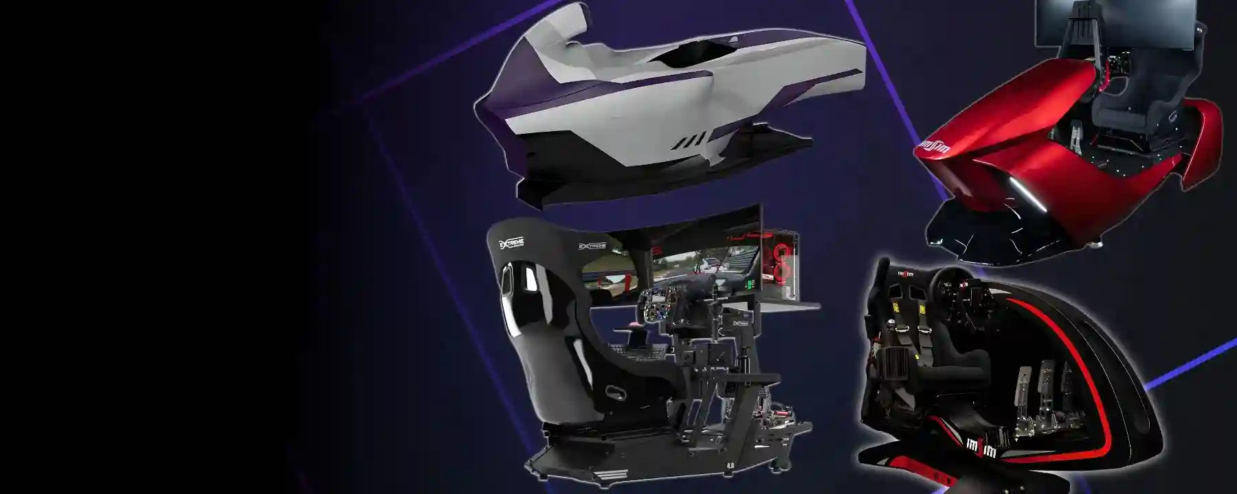 Extreme Simracing Turnkey Simulator Setup – Complete plug-and-play racing rig with premium cockpit, direct drive wheelbase, pedals, monitor stand, and accessories for professional and home sim racing experiences.